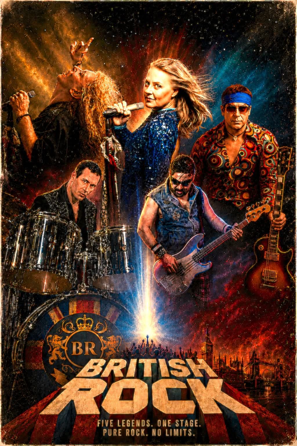 British Rock tribute band — full group photo